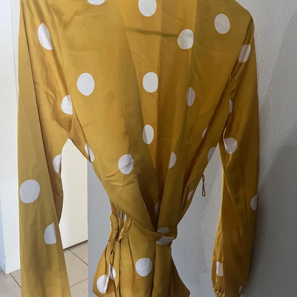 Gold and White polka dot blouse
